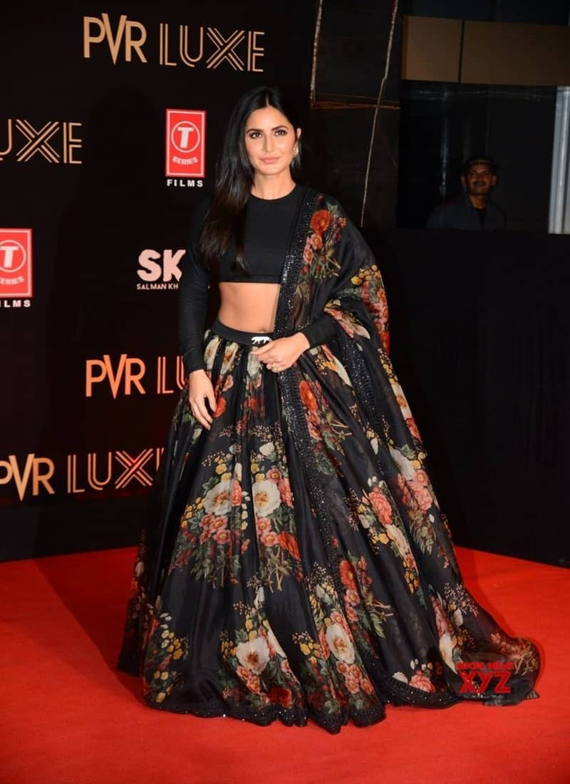 Buy Katrina Kaif Sabyasachi Black Floral Organza Lehenga Choli Online