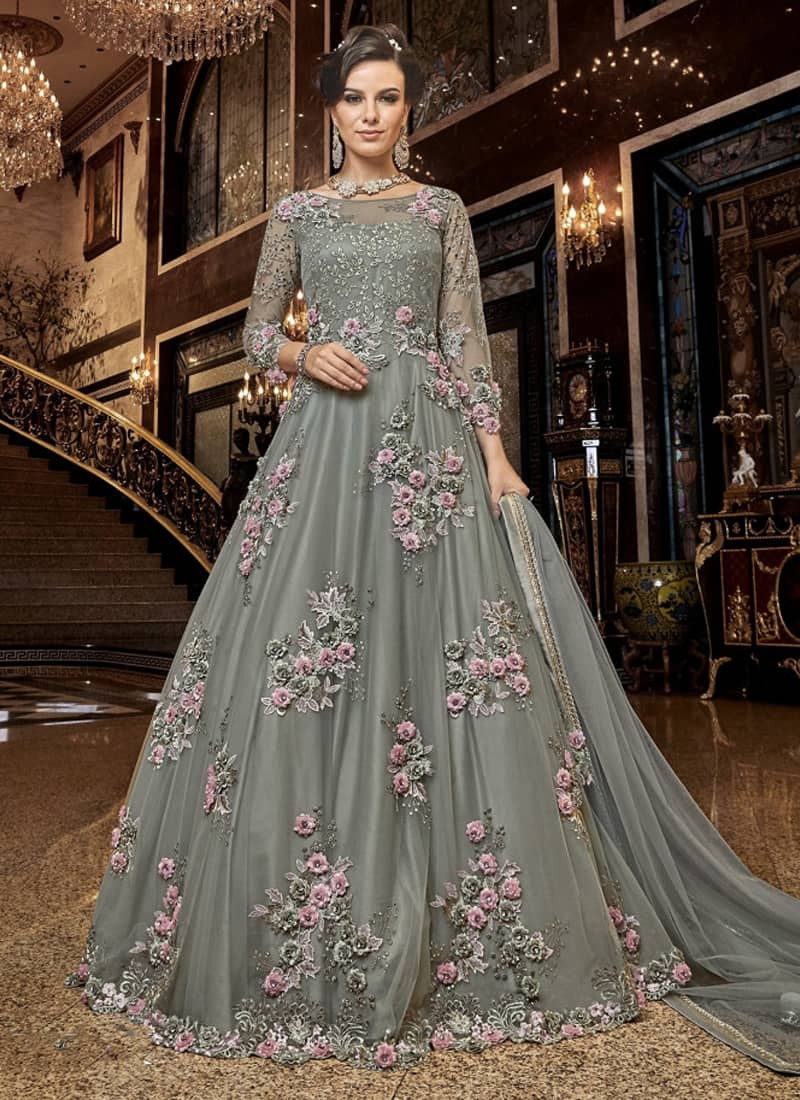 net anarkali dress designs