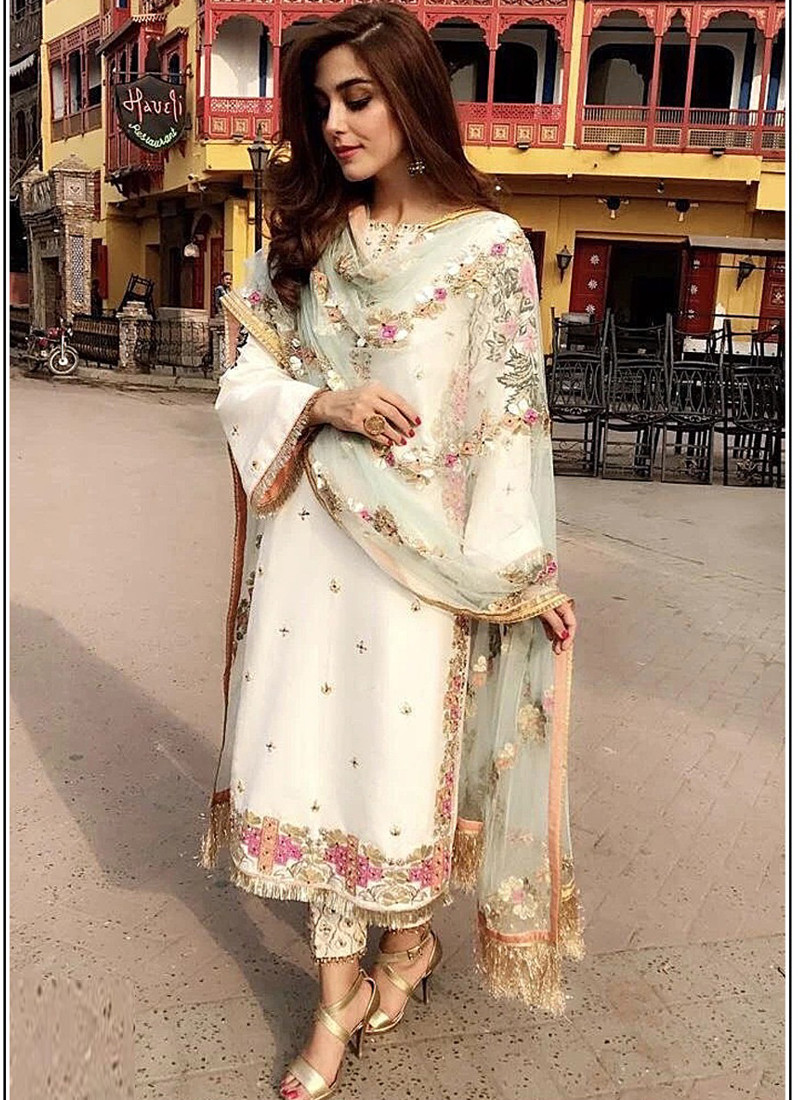 Buy Cream Salwar Kameez  Online Indian Wedding Cream Salwar Kameez