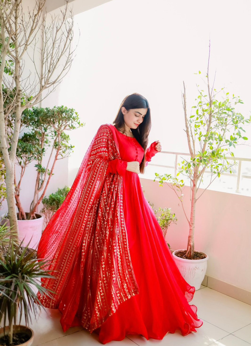 Anarkali dress shop with heavy dupatta