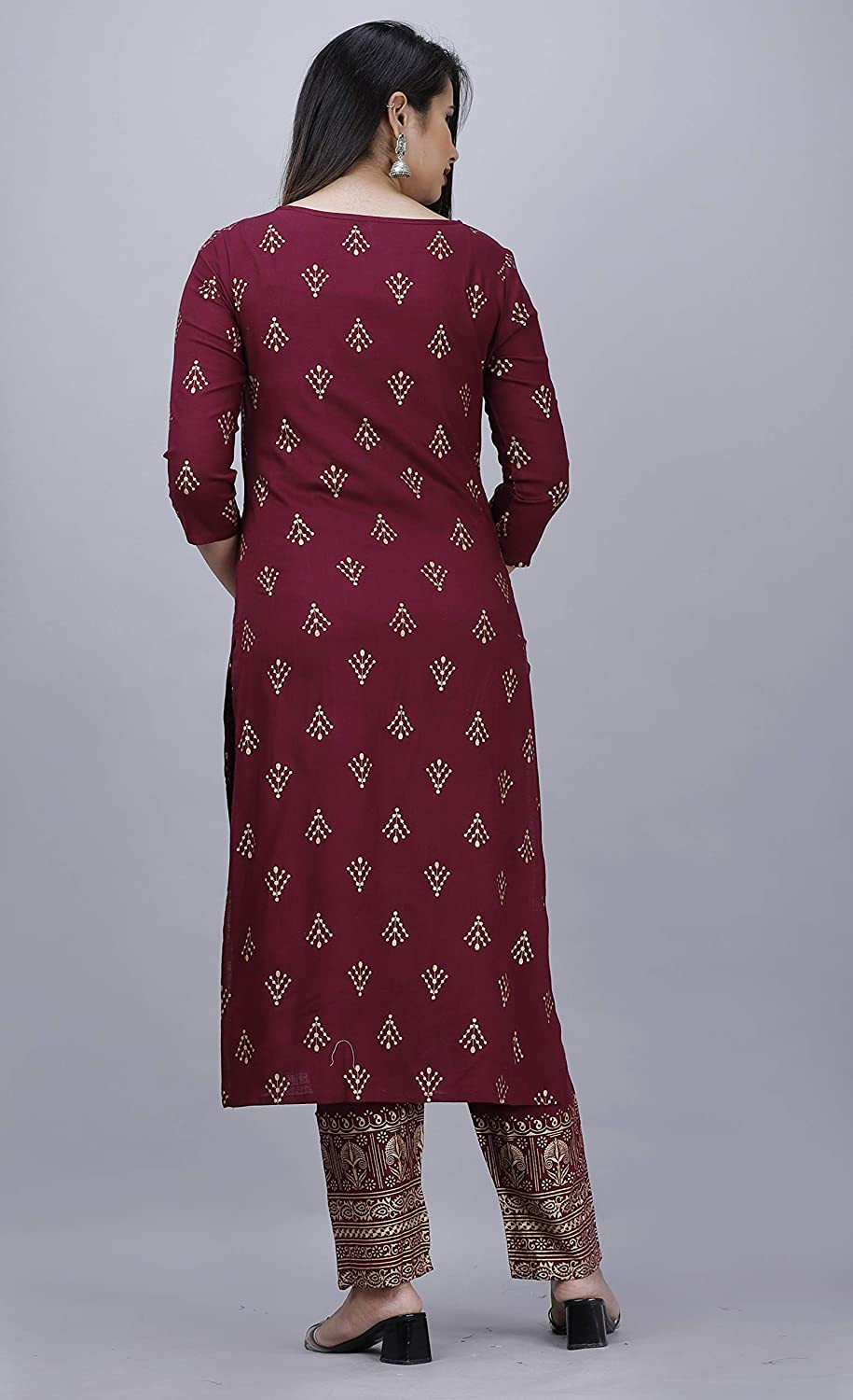 maroon printed kurti